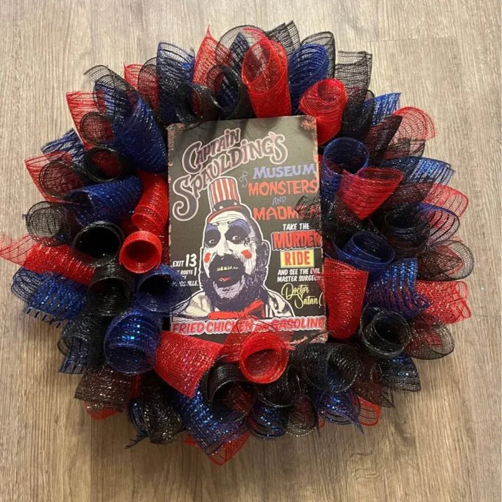 Horror movie wreath! Captain Spaulding- House of 1000 corpses! Handmade!